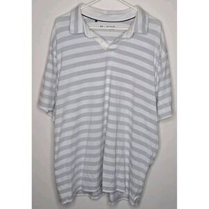 Under Armour HeatGear Polo Mens‎ Loose Fit White Stripe Short Sleeve Preppy 2XL
